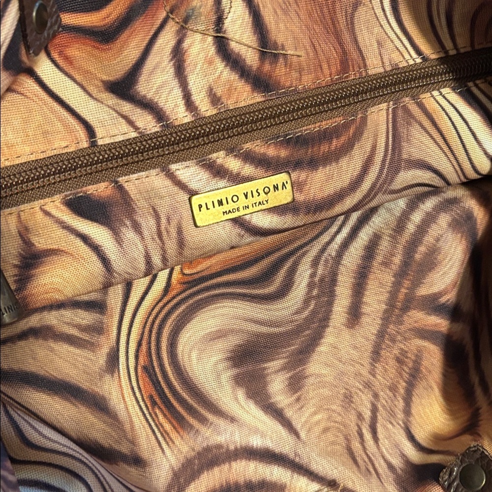 Plinio Visona Brown and Tan Leather Bag - Picture 3 of 4